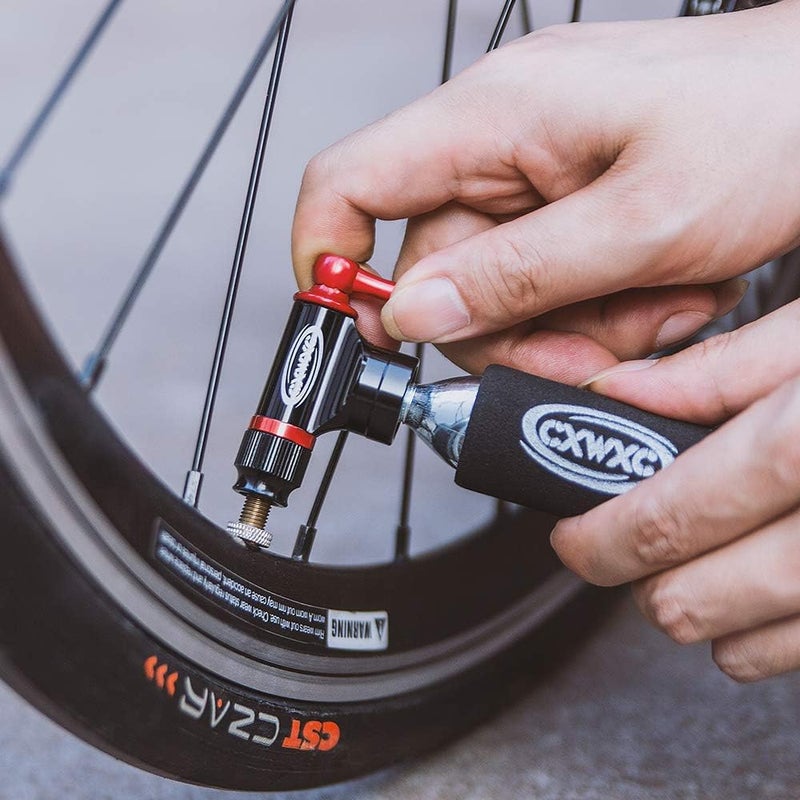 CXWXC CO2 Inflator Kit with 16g/ 25g CO2 Cartridges - Presta & Schrader Valve Compatible - CO2 Bike Pump for Road and Mountain Bikes - Image 5